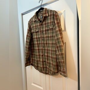 Timberland Plaid Flannel Button Up Shirt Men’s Medium Green Brown